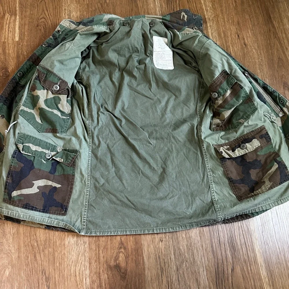 US Army M-65 Field Jacket Mens Small Long Camo Good Woodland Vintage 1983 M65